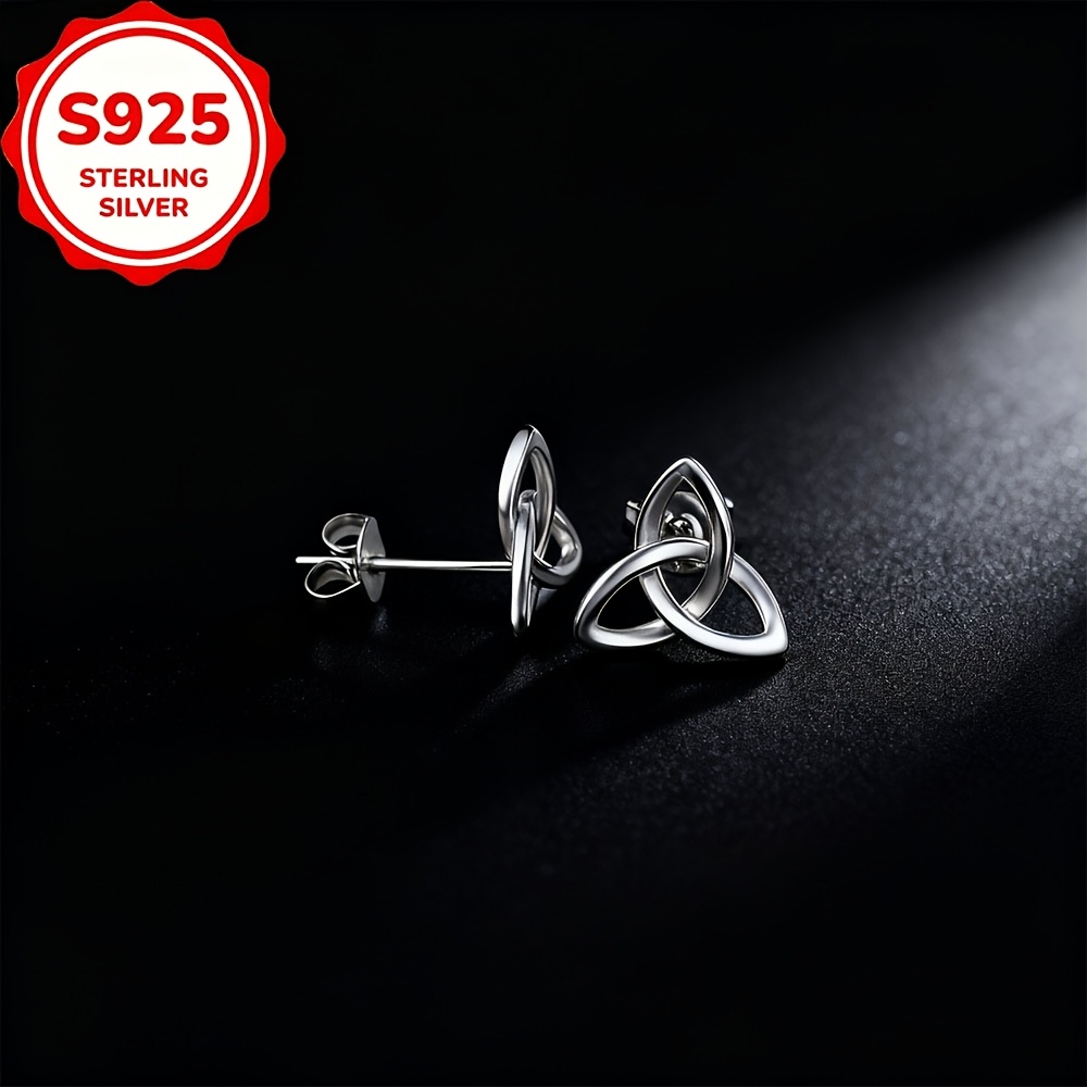 2pc Women's S925 Silver Lucky Clover Stud Earrings Set